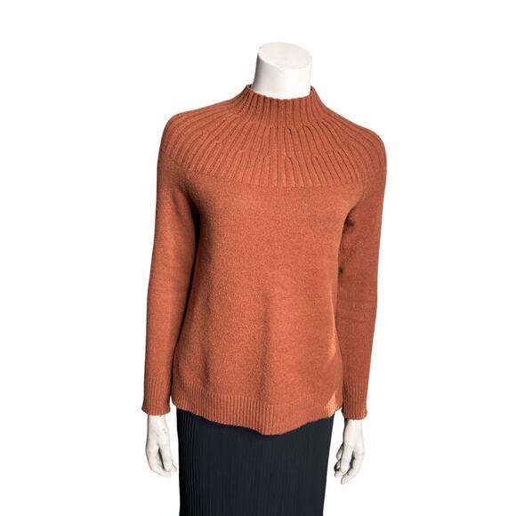 by Anthropologie Sweater Women's XS Mock Neck Ribbed in Burnt Sienna - Picture 6 of 6